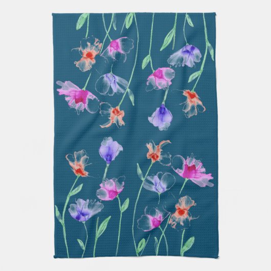 Serviette de cuisine aux fleurs rousses (Vertical)