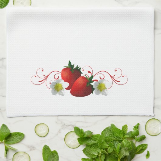 Serviette de cuisine aux fraises (Plié)