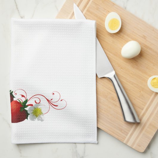 Serviette de cuisine aux fraises (Quart Plié)