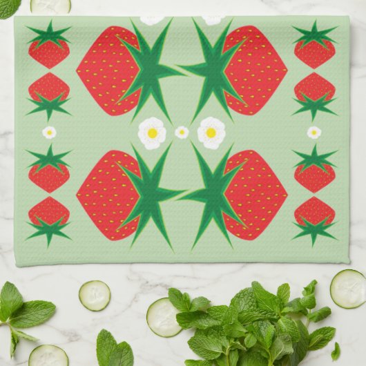 Serviette de cuisine aux fraises (Plié)