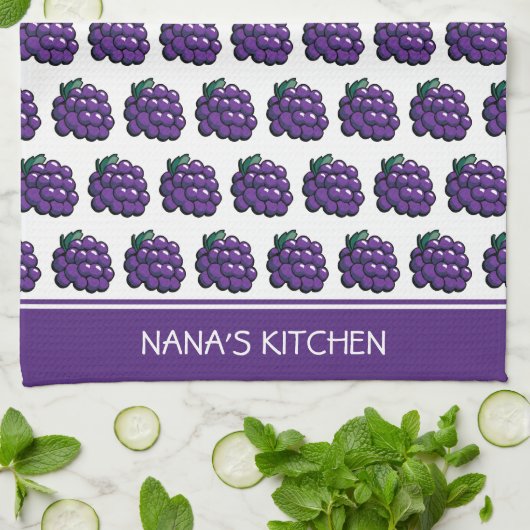 Serviette de cuisine aux raisins (Plié)