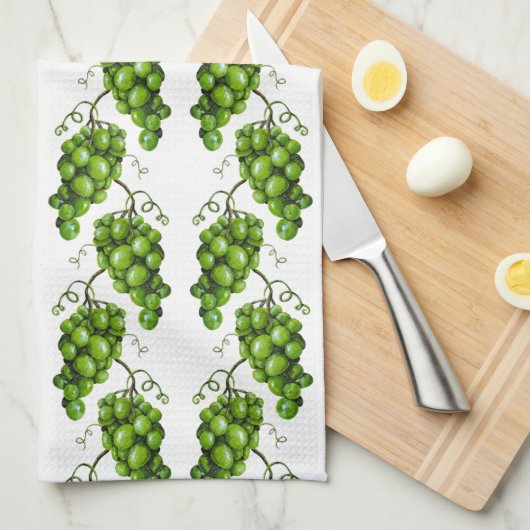 Serviette de cuisine aux raisins verts (Quart Plié)