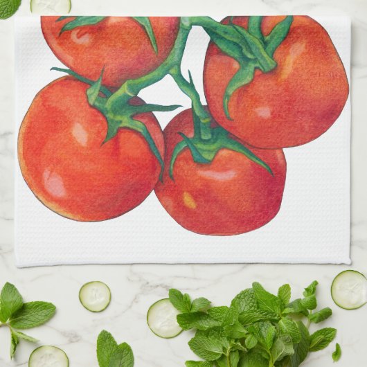 Serviette de cuisine aux tomates rouges (Plié)