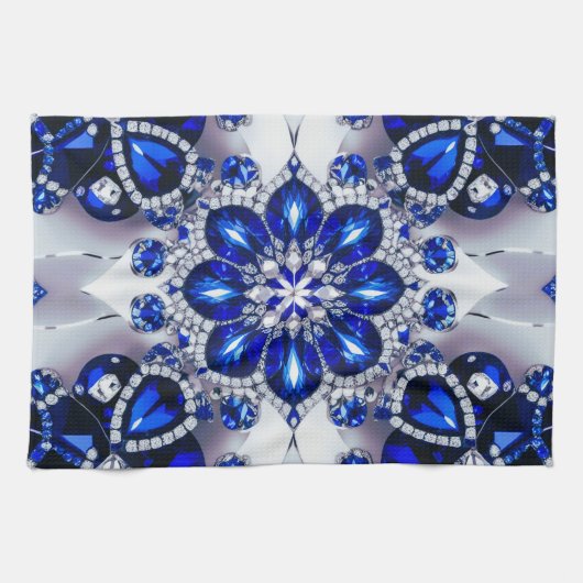 Serviette de cuisine avec Bleu Blanc Couleurs Desi (Horizontal)