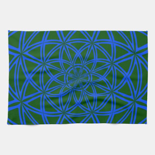 Serviette de cuisine avec bleu vert Abstract Desig (Horizontal)