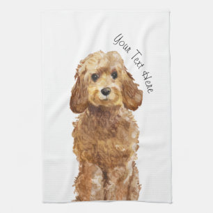 Serviette de cuisine avec Cockapou de miel doré