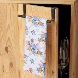 Serviette de cuisine avec des fleurs dessinées à l