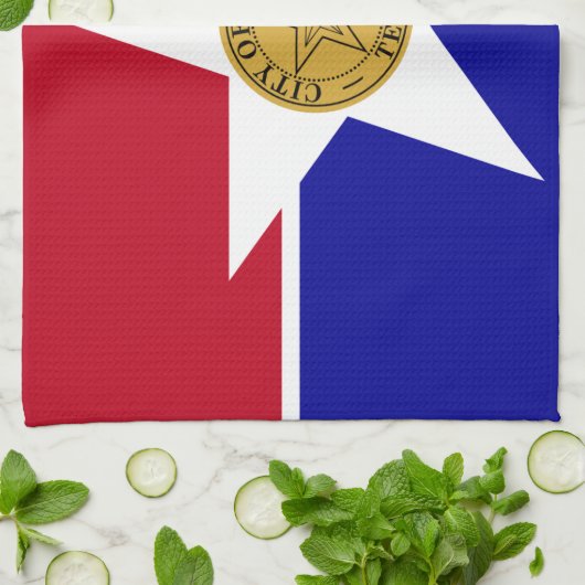 Serviette de cuisine avec Drapeau de Dallas, États (Plié)