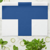 Serviette de cuisine avec Drapeau de Finlande (Plié)