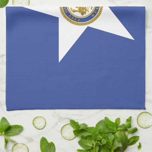 Serviette de cuisine avec Drapeau de Houston, État (Plié)