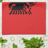 Serviette de cuisine avec Drapeau de l'Albanie (Plié)