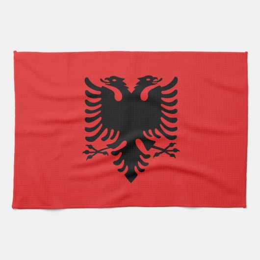 Serviette de cuisine avec Drapeau de l'Albanie (Horizontal)