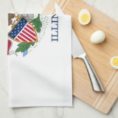 Serviette de cuisine avec Drapeau de l'Illinois, É (Quart Plié)