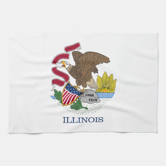 Serviette de cuisine avec Drapeau de l'Illinois, É (Horizontal)
