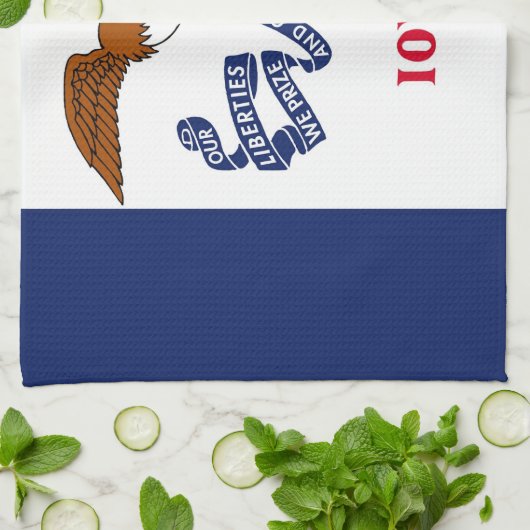 Serviette de cuisine avec Drapeau de l'Iowa, États (Plié)