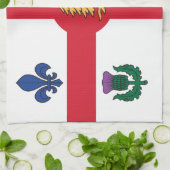 Serviette de cuisine avec drapeau de Montréal, Can (Plié)