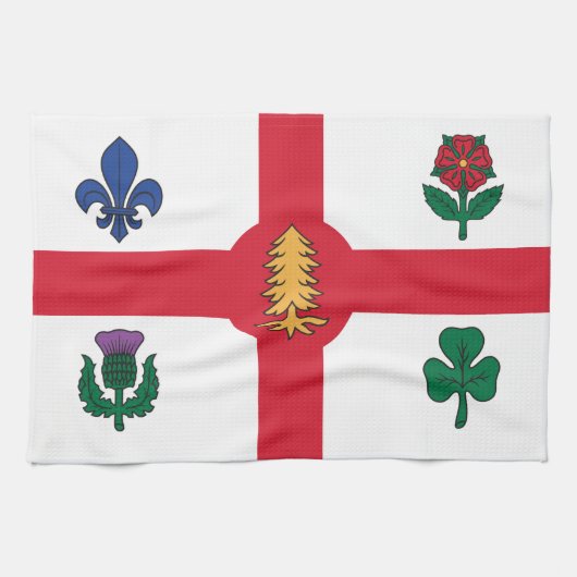 Serviette de cuisine avec drapeau de Montréal, Can (Horizontal)