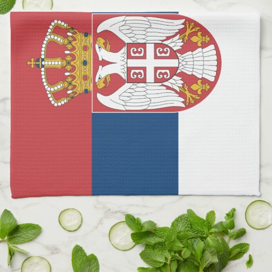 Serviette de cuisine avec Drapeau de Serbie (Plié)