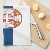 Serviette de cuisine avec Drapeau de Serbie (Quart Plié)