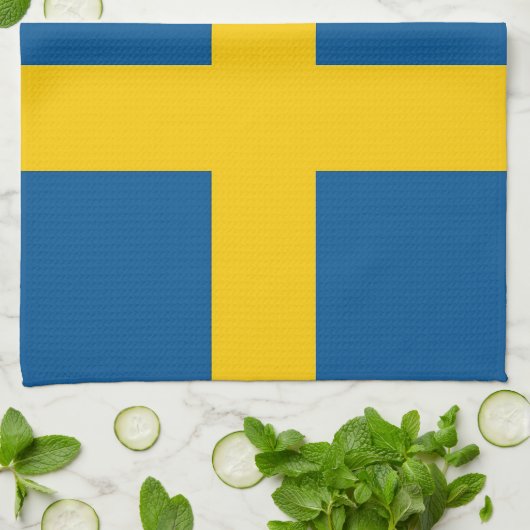 Serviette de cuisine avec Drapeau de Suède (Plié)