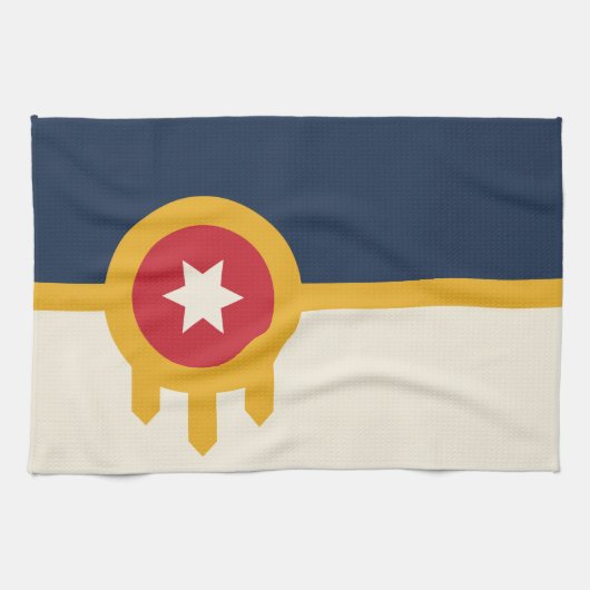 Serviette de cuisine avec Drapeau de Tulsa, Oklaho (Horizontal)