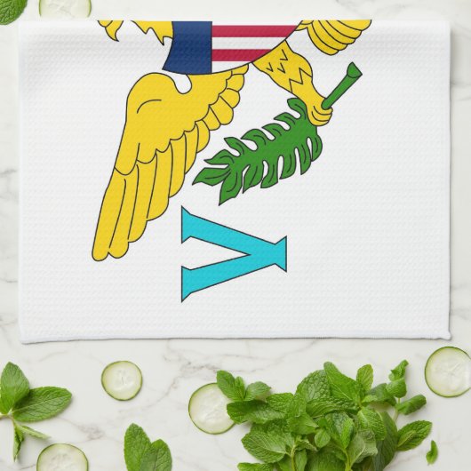 Serviette de cuisine avec Drapeau des îles Vierges (Plié)