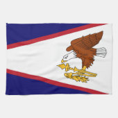 Serviette de cuisine avec Drapeau des Samoa améric (Horizontal)