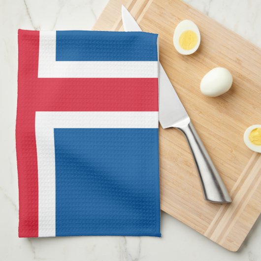 Serviette de cuisine avec Drapeau d'Islande (Quart Plié)