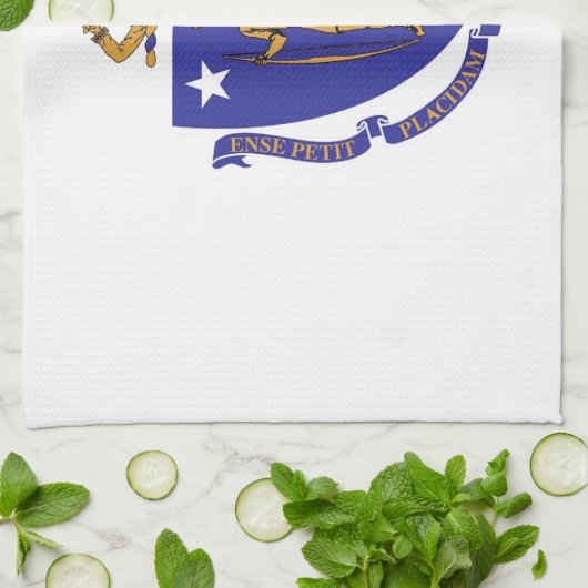 Serviette de cuisine avec Drapeau du Massachusetts (Plié)