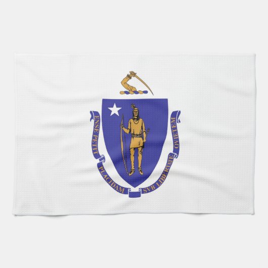 Serviette de cuisine avec Drapeau du Massachusetts (Horizontal)