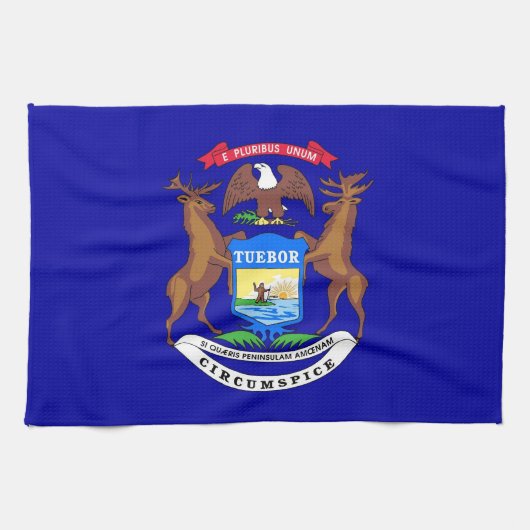 Serviette de cuisine avec Drapeau du Michigan, Éta (Horizontal)