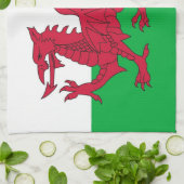 Serviette de cuisine avec Drapeau du Pays de Galle (Plié)