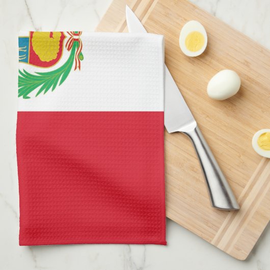 Serviette de cuisine avec Drapeau du Pérou (Quart Plié)