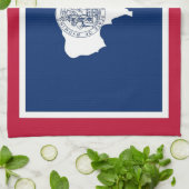Serviette de cuisine avec Drapeau du Wyoming, État (Plié)