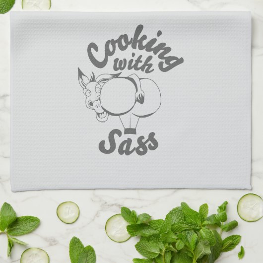 serviette de cuisine avec du sass gris doux (Plié)