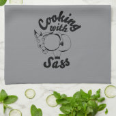 serviette de cuisine avec du sass gris foncé (Plié)