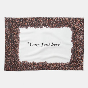 Serviette de cuisine avec grains de café et champ