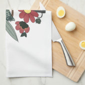 Serviette de cuisine avec l'oiseau et la fleur (Quart Plié)