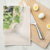 Serviette de cuisine avec Lunettes de vin et fruit (Quart Plié)