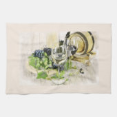 Serviette de cuisine avec Lunettes de vin et fruit (Horizontal)