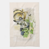 Serviette de cuisine avec Lunettes de vin et fruit (Vertical)