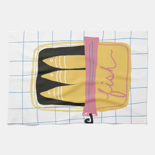 Serviette de cuisine avec poisson en conserve (Horizontal)