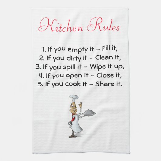 Serviette de cuisine avec règlement de cuisine et  (Vertical)