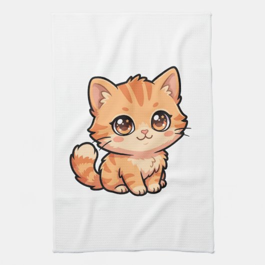Serviette de cuisine avec un chaton roux mignon (Vertical)
