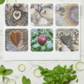 Serviette de cuisine avec une douzaine de coeurs - (Plié)