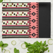 serviette de cuisine aztec pokeadots noirs (Plié)
