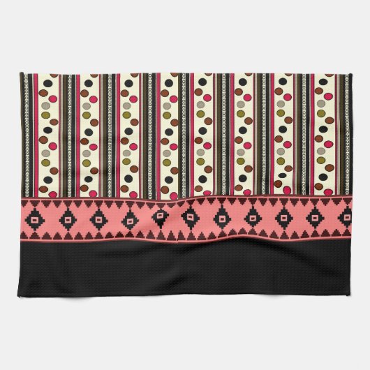 serviette de cuisine aztec pokeadots noirs (Horizontal)