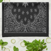 Serviette de cuisine Bandana Noire (Plié)