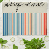 Serviette De Cuisine Beige En Grille (Plié)