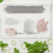 Serviette De Cuisine Beige En Grille (Plié)